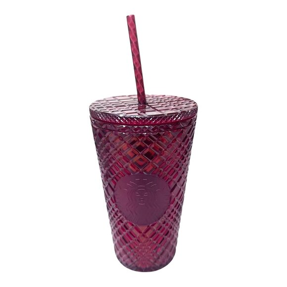 Starbucks 2021 Holiday Red Jeweled Plastic Tumbler Cold Cup 16oz Christmas - Picture 1 of 8